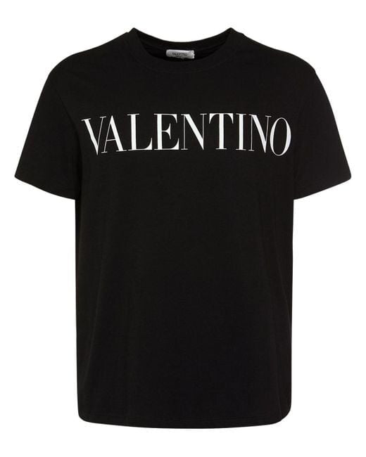 Valentino Black Logo Print Cotton Jersey T-shirt